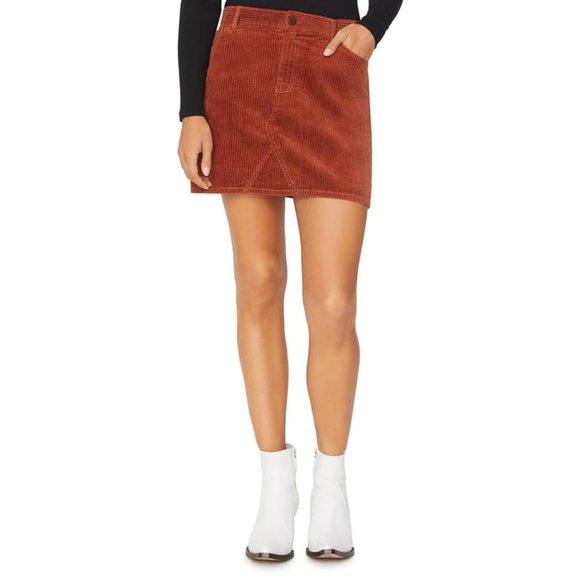 NEW Corduroy Mini Skirt By Sanctuary Spice Orange 100% Cotton Retro Vintage - Picture 2 of 5